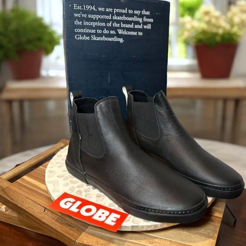 Globe Dover II Black Wasted Talent Leather Chelsea Skate Boots Mens 14 US EUR 48